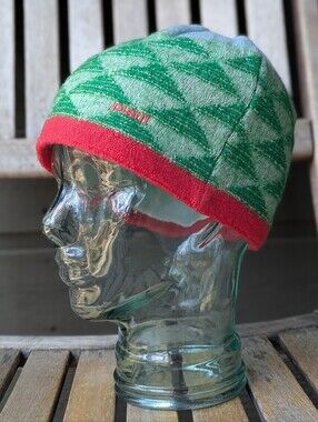 NWOT Pistil 100% Wool Knit Hat Toque Beanie Geometric Green Blue Coral Pink